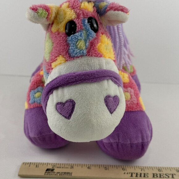 Dan Dee Collectors Choice Plush Horse 14" Pink Floral Pattern Purple Hooves Soft - Picture 11 of 11